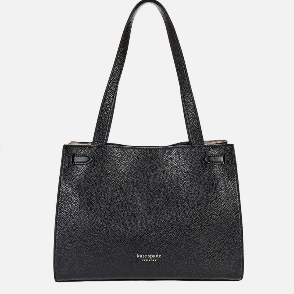 Kate Spade New York -  Large Lane satchel in Black pebbled leather